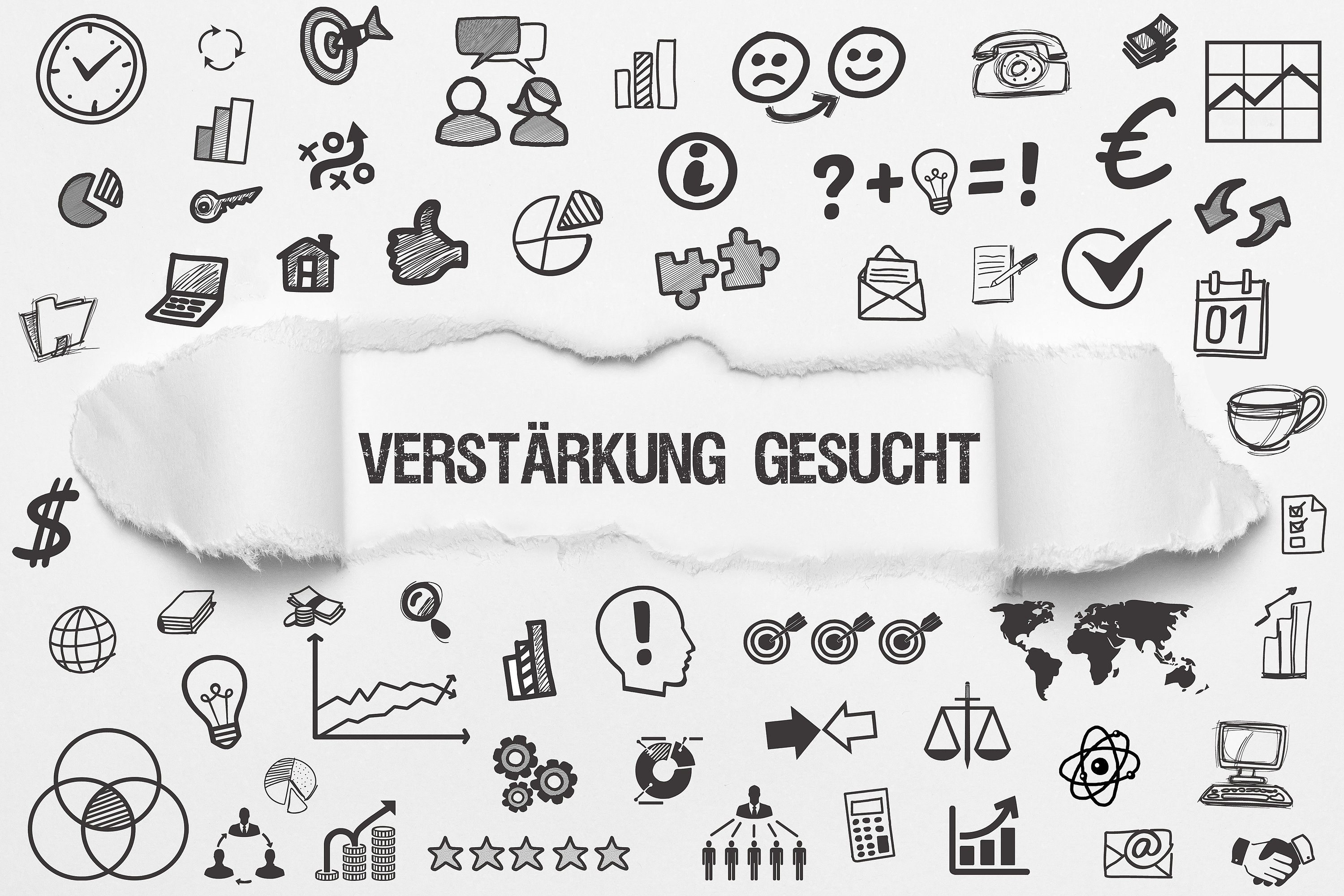 Text „Verstärkung gesucht“